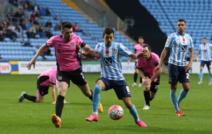 Framed Print : Intense Rivalry: Lameiras vs Moloney in Coventry City's FA Cup Clash Framed Print : Intense Rivalry: Lameiras vs Moloney in Coventry City's FA Cup Clash