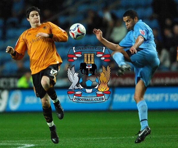 Intense Rivalry: Marcus Hall vs. Stephen Ward's Battle for Ball Possession (Coventry City vs. Wolverhampton Wanderers, 2007)