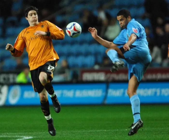 Framed Print : Intense Rivalry: Marcus Hall vs. Stephen Ward's Battle for Ball Possession (Coventry City vs. Wolverhampton Wanderers, 2007) Framed Print : Intense Rivalry: Marcus Hall vs. Stephen Ward's Battle for Ball Possession (Coventry City vs. Wolverhampton Wanderers, 2007)