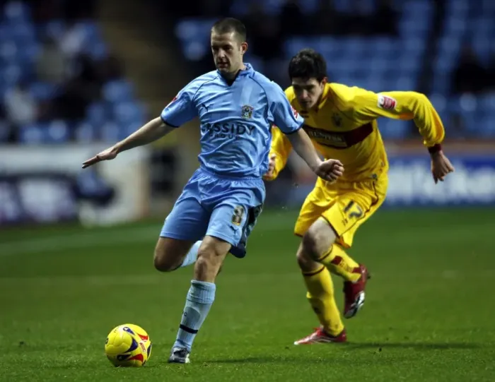 Framed Print : Intense Rivalry: Michael Doyle vs. Kyle Lafferty Clash at Coventry City vs. Burnley (09-12-2006) Framed Print : Intense Rivalry: Michael Doyle vs. Kyle Lafferty Clash at Coventry City vs. Burnley (09-12-2006)