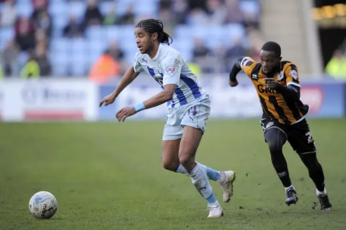 Framed Print : Intense Tackle: Dominic Samuel vs Mark Marshall in Coventry City vs Port Vale Sky Bet League One Match