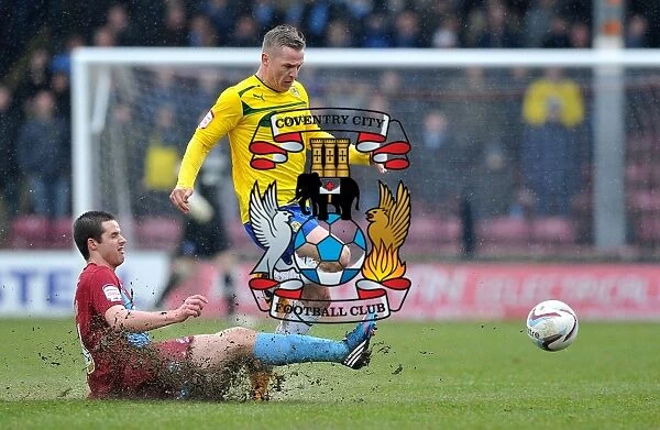 Intense Tackle: Gary McSheffrey vs Mark Duffy - Npower League One Clash between Coventry City and Scunthorpe United (March 9, 2013)