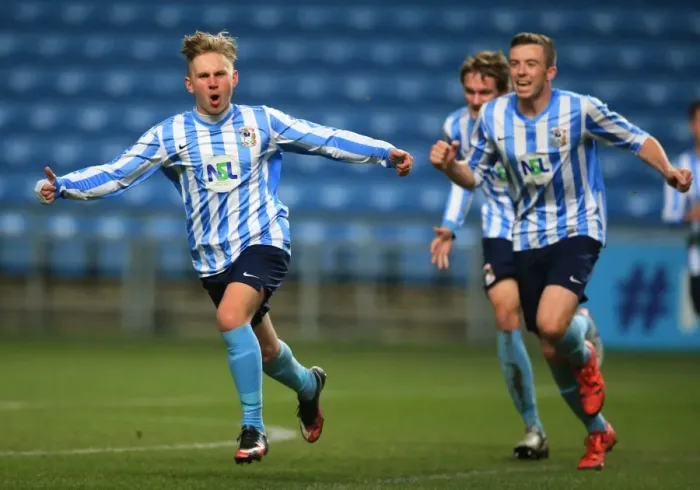Framed Print : Jak Hickman Scores First Goal: Coventry City's FA Youth Cup Upset Against Arsenal at Ricoh Arena Framed Print : Jak Hickman Scores First Goal: Coventry City's FA Youth Cup Upset Against Arsenal at Ricoh Arena