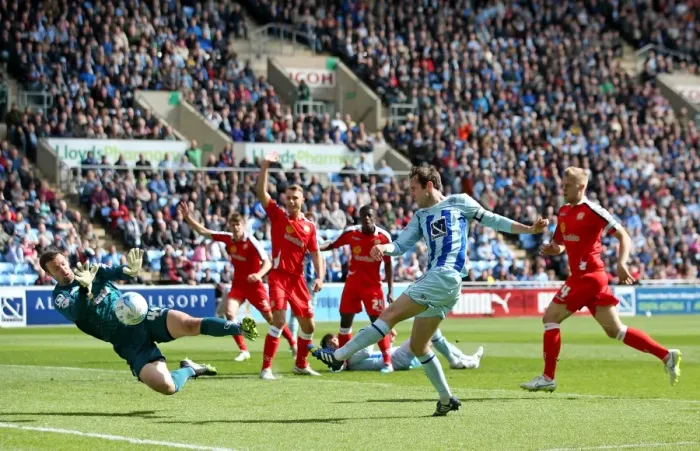 Framed Print : Jim O'Brien's Dramatic Shot Saved by Paul Rachubka in Coventry City vs Crewe Alexandra (Sky Bet League One) Framed Print : Jim O'Brien's Dramatic Shot Saved by Paul Rachubka in Coventry City vs Crewe Alexandra (Sky Bet League One)