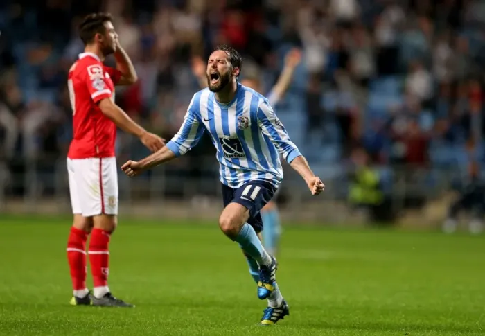 Framed Print : Jim O'Brien's Hat-Trick: Coventry City's Thrilling Victory over Crewe Alexandra in Sky Bet League One (Ricoh Arena) Framed Print : Jim O'Brien's Hat-Trick: Coventry City's Thrilling Victory over Crewe Alexandra in Sky Bet League One (Ricoh Arena)