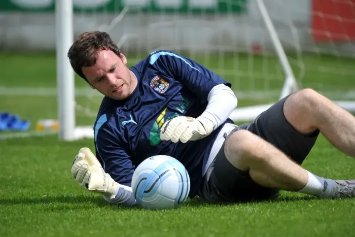 Framed Print : Joe Murphy in Action: Coventry City's Goalkeeper vs Accrington Stanley (Pre-Season Friendly)