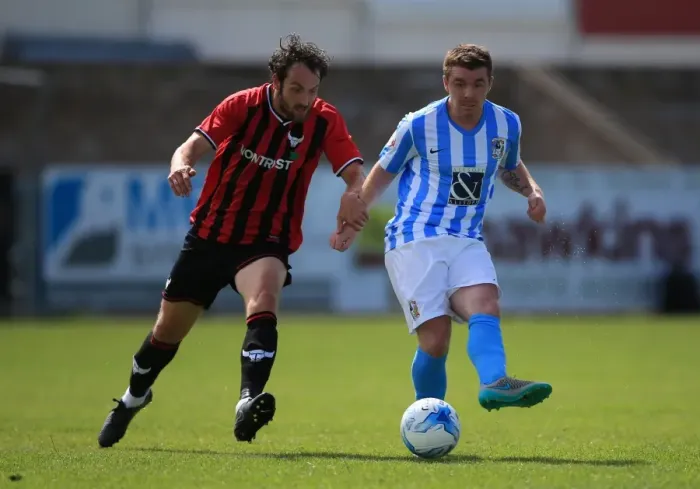 Framed Print : John Fleck vs. Danny Hylton: A Riveting Rivalry at Liberty Way Stadium - Coventry City vs. Oxford United Pre-Season Friendly