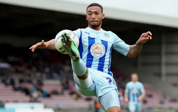 Framed Print : Jordan Clarke in Control: Coventry City vs Milton Keynes Dons, Sky Bet League One (05-04-2014) Framed Print : Jordan Clarke in Control: Coventry City vs Milton Keynes Dons, Sky Bet League One (05-04-2014)