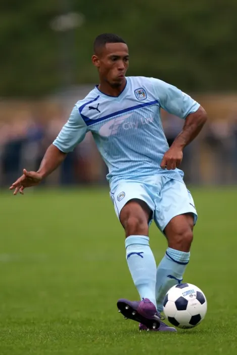 Framed Print : Jordan Clarke in Pre-Season Form: Coventry City vs Hinckley United at De Montfort Park