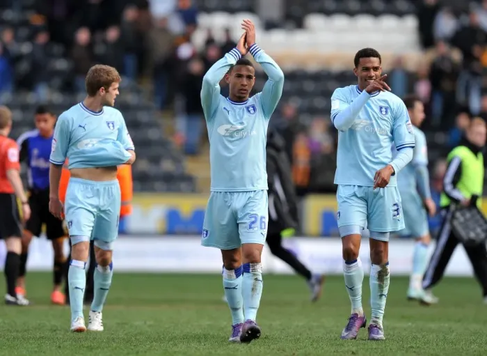 Framed Print : Jordan Clarke's Euphoric Moment: Coventry City's Championship Win at Hull City (31-03-2012) Framed Print : Jordan Clarke's Euphoric Moment: Coventry City's Championship Win at Hull City (31-03-2012)