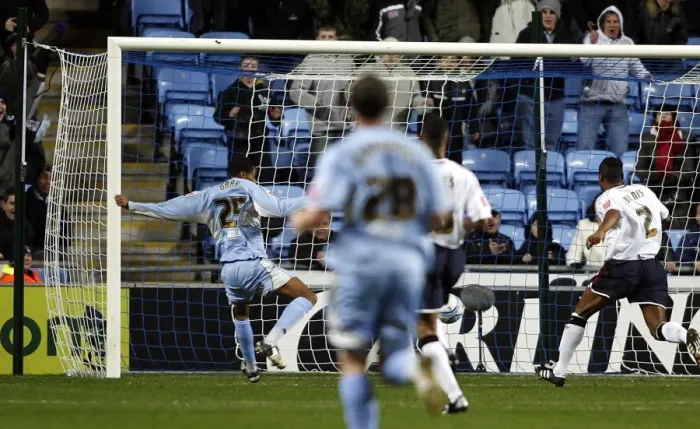 Framed Print : Julian Gray Scores: Coventry City vs. Ipswich Town in Coca-Cola Football League Championship at The Ricoh Arena (29-12-2007) Framed Print : Julian Gray Scores: Coventry City vs. Ipswich Town in Coca-Cola Football League Championship at The Ricoh Arena (29-12-2007)