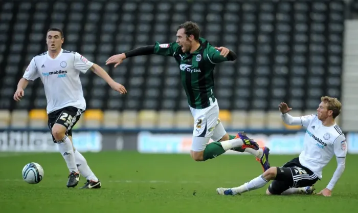 Framed Print : Keogh Fouled by Green: Coventry City vs Derby County Championship Clash at Pride Park Framed Print : Keogh Fouled by Green: Coventry City vs Derby County Championship Clash at Pride Park