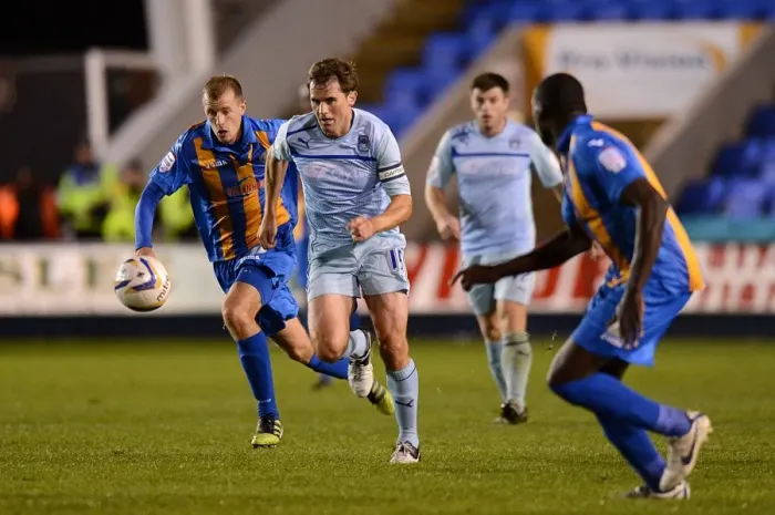 Framed Print : Kevin Kilbane in Action: Coventry City vs Shrewsbury Town, Npower League One
