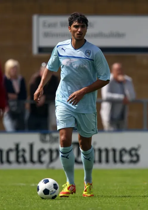 Framed Print : Kevin Malaga in Action: Coventry City's Pre-Season Friendly vs Hinckley United at De Montfort Park