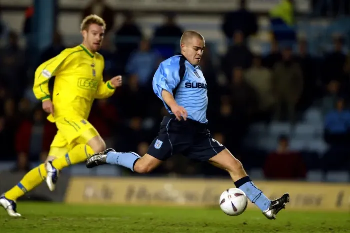 Framed Print : Lee Fowler Scores the Opener: Coventry City vs. Cardiff City - AXA FA Cup Third Round Replay (15-01-2003) Framed Print : Lee Fowler Scores the Opener: Coventry City vs. Cardiff City - AXA FA Cup Third Round Replay (15-01-2003)