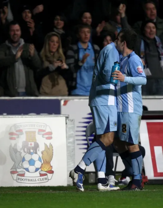 Framed Print : Leon Best's Euphoric Goal Celebration with Michael Doyle: Coventry City's FA Cup Upset Against Blackburn Rovers (2009) Framed Print : Leon Best's Euphoric Goal Celebration with Michael Doyle: Coventry City's FA Cup Upset Against Blackburn Rovers (2009)