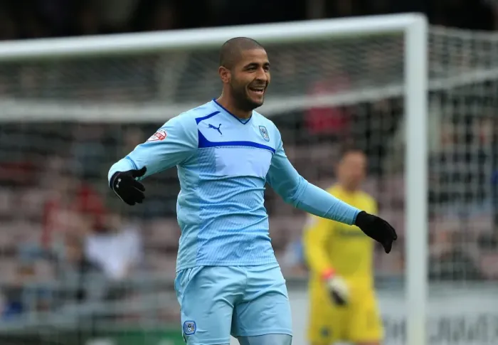 Framed Print : Leon Clarke Scores Coventry City's First Goal in Sky Bet League 1 Against Gillingham (September 15, 2013, Sixfields Stadium) Framed Print : Leon Clarke Scores Coventry City's First Goal in Sky Bet League 1 Against Gillingham (September 15, 2013, Sixfields Stadium)