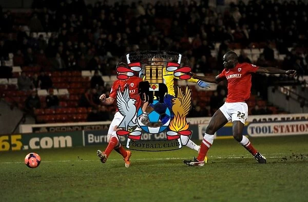 Leon Clarke Scores Coventry City's Second Goal in FA Cup Third Round at Barnsley's Oakwell Stadium (04-01-2014)