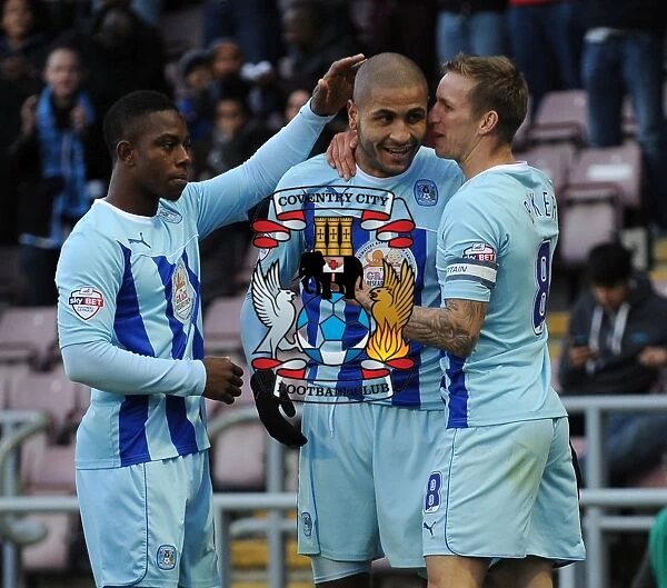 Leon Clarke's Double: Coventry City Celebrations with Franck Moussa and Carl Baker vs. Notts County (Nov 2, 2013)