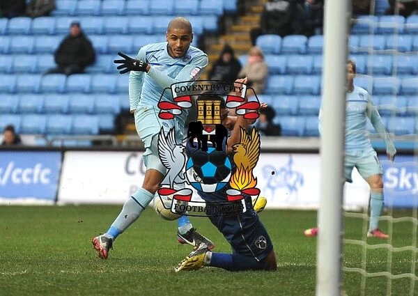 Leon Clarke's Shot: Coventry City vs Oldham (npower League One) at Ricoh Arena