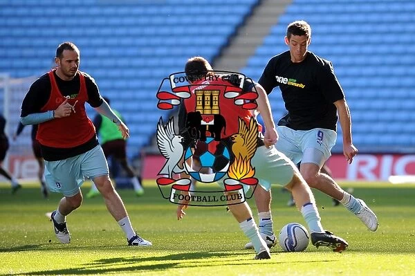 Lucas Jutkiewicz Gearing Up: Coventry City's Star Forward in Focus during Warm-Up vs Burnley (October 2011)