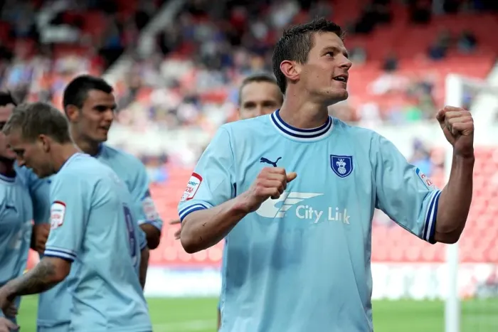 Framed Print : Lucas Jutkiewicz Scores First Goal for Coventry City in Championship Clash Against Middlesbrough (27-08-2011) Framed Print : Lucas Jutkiewicz Scores First Goal for Coventry City in Championship Clash Against Middlesbrough (27-08-2011)