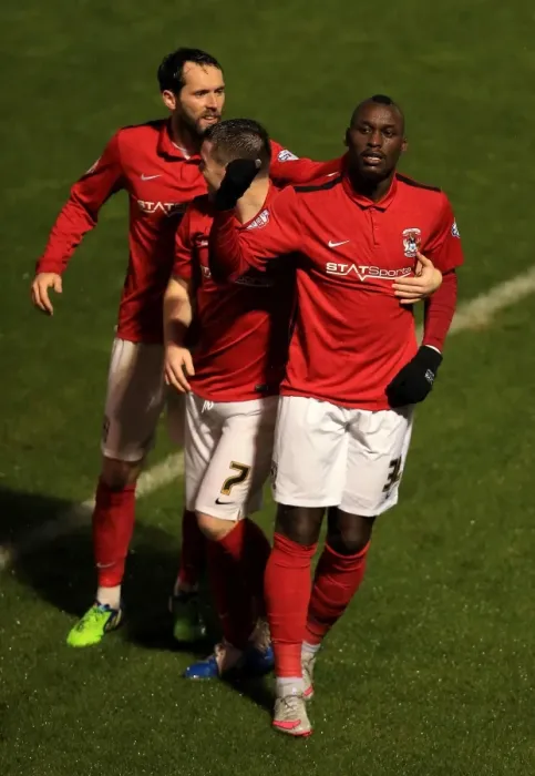 Framed Print : Marc Antoine-Fortune's Hat-Trick: Coventry City's Thrilling Victory over Colchester United in Sky Bet League One Framed Print : Marc Antoine-Fortune's Hat-Trick: Coventry City's Thrilling Victory over Colchester United in Sky Bet League One