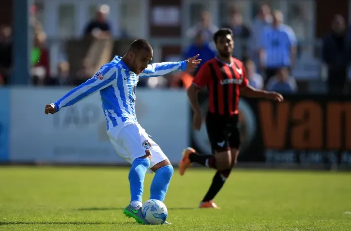 Framed Print : Marcus Tudgay's Determined Shot: Coventry City vs Oxford United (Pre-Season Friendly, Liberty Way Stadium) Framed Print : Marcus Tudgay's Determined Shot: Coventry City vs Oxford United (Pre-Season Friendly, Liberty Way Stadium)