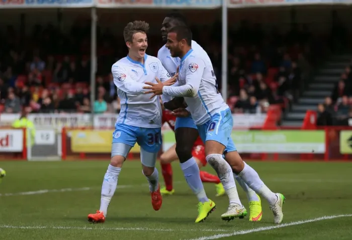 Framed Print : Marcus Tudgay's Thrilling First Goal for Coventry City in Sky Bet League One Against Crawley Town