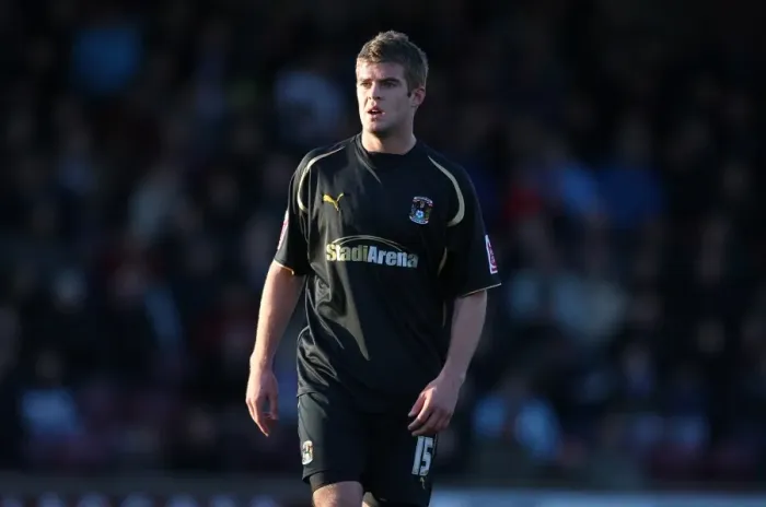 Framed Print : Martin Cranie in Championship Battle: Coventry City vs Scunthorpe United (December 6, 2009)