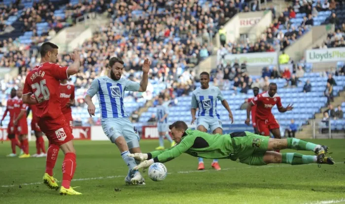 Framed Print : McQuoid Stuns Ashdown: Coventry City's Triumph in Sky Bet League One