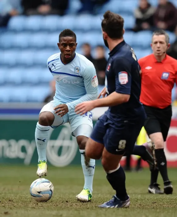 Framed Print : Moussa vs Walton: Coventry City vs Hartlepool United Clash at Ricoh Arena, Npower League One
