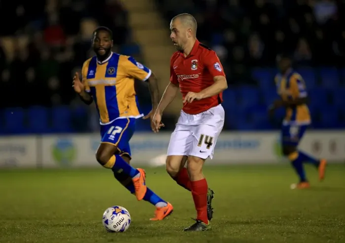 Framed Print : Ogogo vs. Cole: Thrilling Showdown in Sky Bet League One's Shrewsbury Town vs. Coventry City Match Framed Print : Ogogo vs. Cole: Thrilling Showdown in Sky Bet League One's Shrewsbury Town vs. Coventry City Match