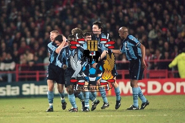 Paul Telfer Scores the Goal that Sent Coventry City to FA Cup Semi-Finals: Euphoric Celebration with Teammates
