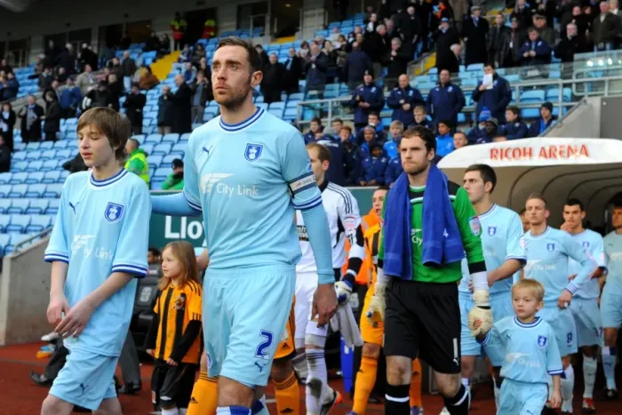 Framed Print : Richard Keogh and Coventry City Players Kick-Off against Hull City in Championship Match at Ricoh Arena (2011) Framed Print : Richard Keogh and Coventry City Players Kick-Off against Hull City in Championship Match at Ricoh Arena (2011)