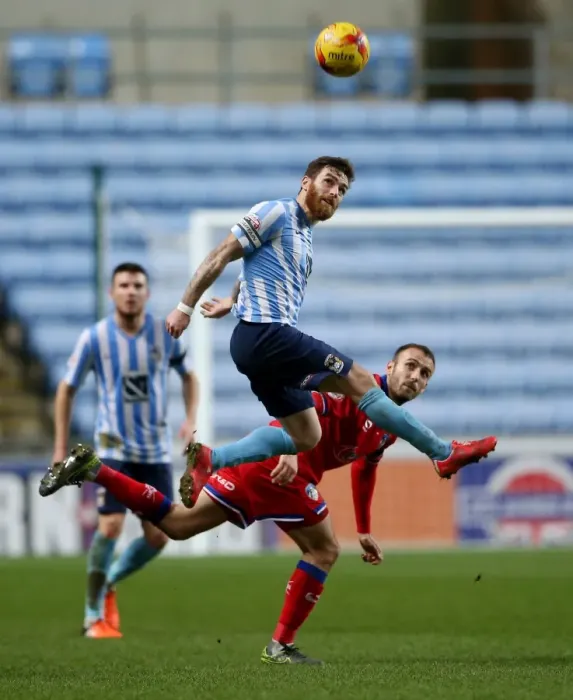 Framed Print : Romain Vincelot in Action: Coventry City vs Oldham Town, Sky Bet League One, Ricoh Arena Framed Print : Romain Vincelot in Action: Coventry City vs Oldham Town, Sky Bet League One, Ricoh Arena