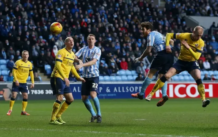 Framed Print : Romain Vincelot Charges Towards Goal: Coventry City vs Scunthorpe United, Sky Bet League One Framed Print : Romain Vincelot Charges Towards Goal: Coventry City vs Scunthorpe United, Sky Bet League One