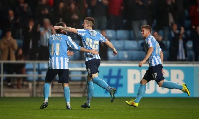 Framed Print : Ryan Kent's Stunner: Coventry City's First Goal in Sky Bet League One Victory Against Barnsley Framed Print : Ryan Kent's Stunner: Coventry City's First Goal in Sky Bet League One Victory Against Barnsley