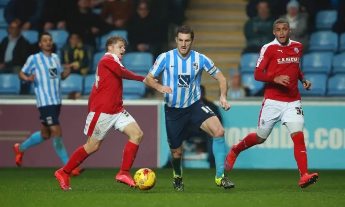 Framed Print : Sam Ricketts in Action: Coventry City vs Barnsley, Sky Bet League One Framed Print : Sam Ricketts in Action: Coventry City vs Barnsley, Sky Bet League One
