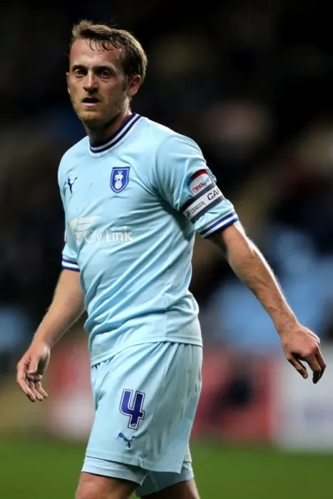 Framed Print : Sammy Clingan in Action for Coventry City against Millwall at Ricoh Arena, Npower Championship (17-04-2012)
