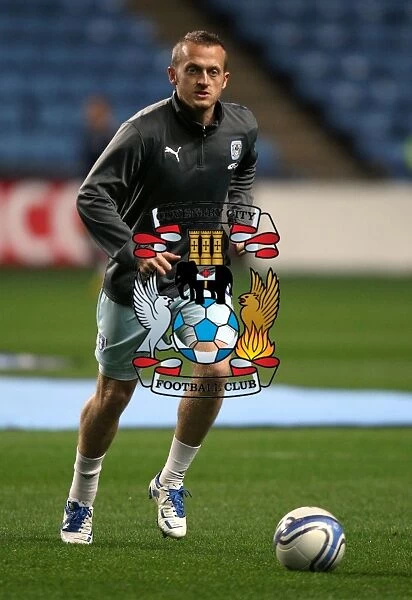 Sammy Clingan: Focused During Coventry City's Warm-Up vs Cardiff City (Npower Championship, 22-11-2011, Ricoh Arena)