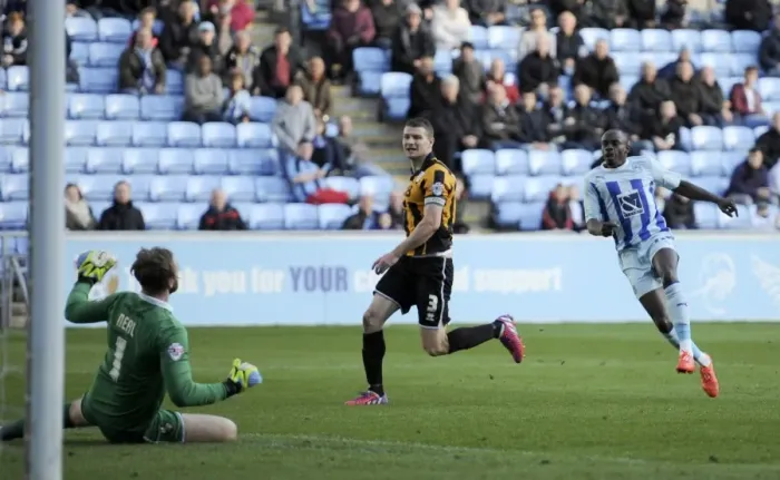 Framed Print : Sanmi Odelusi Scores Coventry's Second Goal Against Port Vale Amidst Defensive Pressure (Sky Bet League One) Framed Print : Sanmi Odelusi Scores Coventry's Second Goal Against Port Vale Amidst Defensive Pressure (Sky Bet League One)