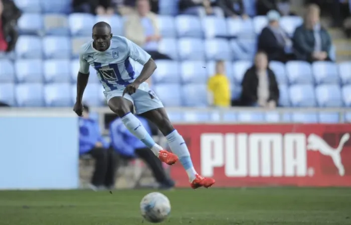 Framed Print : Sanmi Odelusi's Thrilling Shot Against Port Vale in Coventry City's Sky Bet League One Match