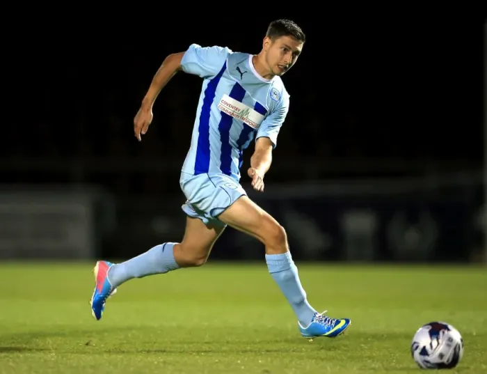 Framed Print : Shaun Miller in Action: Coventry City vs Cardiff City - Capital One Cup First Round Clash at Sixfields Stadium Framed Print : Shaun Miller in Action: Coventry City vs Cardiff City - Capital One Cup First Round Clash at Sixfields Stadium