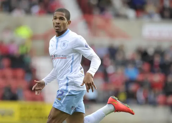 Framed Print : Simeon Jackson Leads Coventry City in Sky Bet League One Clash vs Swindon Town at County Ground Framed Print : Simeon Jackson Leads Coventry City in Sky Bet League One Clash vs Swindon Town at County Ground