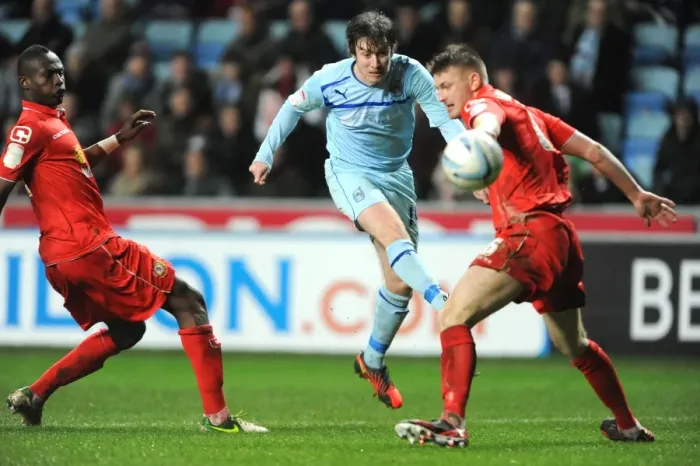 Framed Print : Stephen Elliott's Decisive Shot: Coventry City's Johnstone's Paint Trophy Final Victory vs Crewe Alexandra Framed Print : Stephen Elliott's Decisive Shot: Coventry City's Johnstone's Paint Trophy Final Victory vs Crewe Alexandra