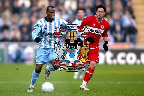 Stern John Surges Past Fabio Rochemback: Coventry City vs. Middlesbrough in FA Cup Fourth Round, Ricoh Arena (2006)