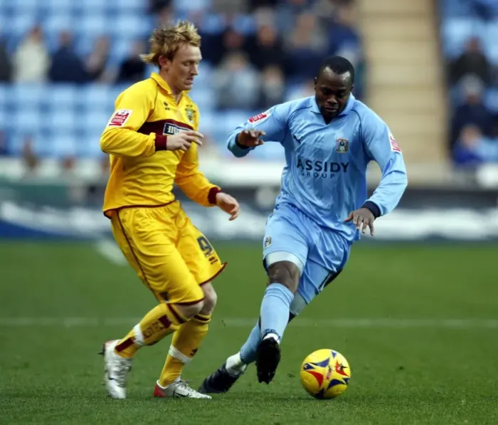 Framed Print : Stern John vs Steve Jones: A Riveting Rivalry - Coventry City vs Burnley (09-12-2006, Ricoh Arena) Framed Print : Stern John vs Steve Jones: A Riveting Rivalry - Coventry City vs Burnley (09-12-2006, Ricoh Arena)