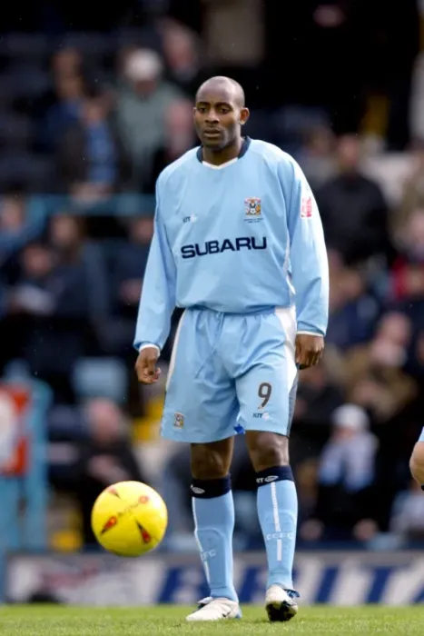 Framed Print : Stunning Goal: Dele Adebola Scores for Coventry City Against Burnley (February 12, 2005 - Highfield Road) Framed Print : Stunning Goal: Dele Adebola Scores for Coventry City Against Burnley (February 12, 2005 - Highfield Road)