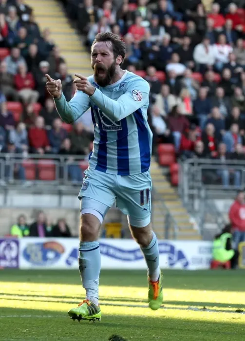 Framed Print : Thrilling Goal: Jim O'Brien Scores for Coventry City in Sky Bet League Championship Match vs Leyton Orient at Matchroom Stadium